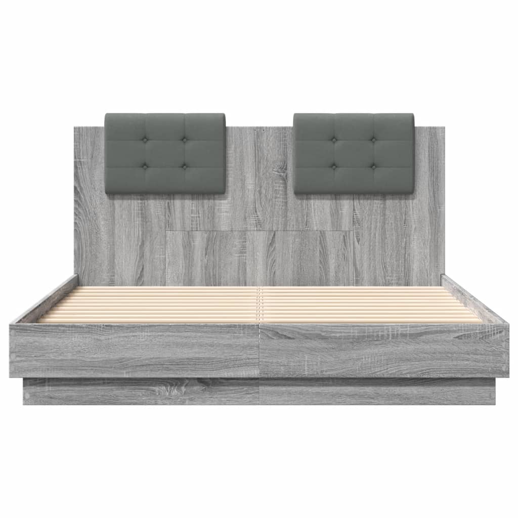 vidaXL Cadru de pat cu tăblie gri sonoma 120x190 cm lemn prelucrat