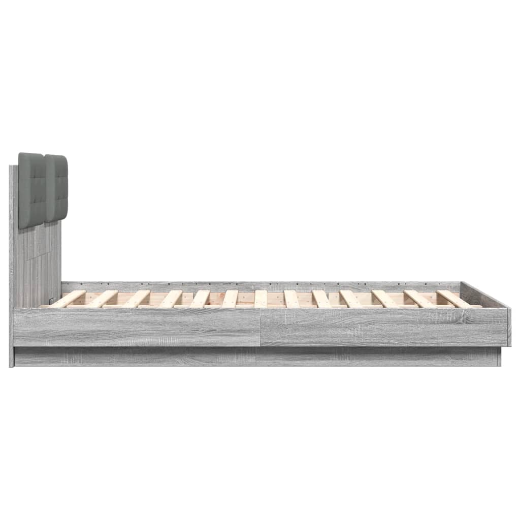 vidaXL Cadru de pat cu tăblie gri sonoma 120x190 cm lemn prelucrat