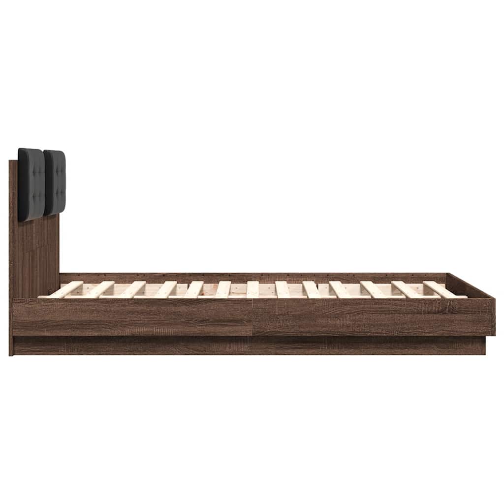 vidaXL Cadru de pat cu tăblie stejar maro 120x190 cm lemn prelucrat