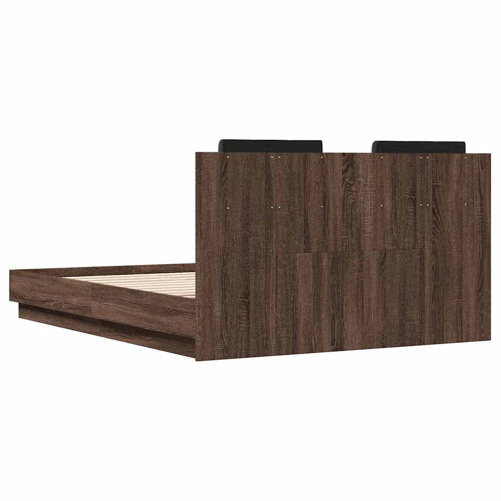 vidaXL Cadru de pat cu tăblie stejar maro 120x190 cm lemn prelucrat