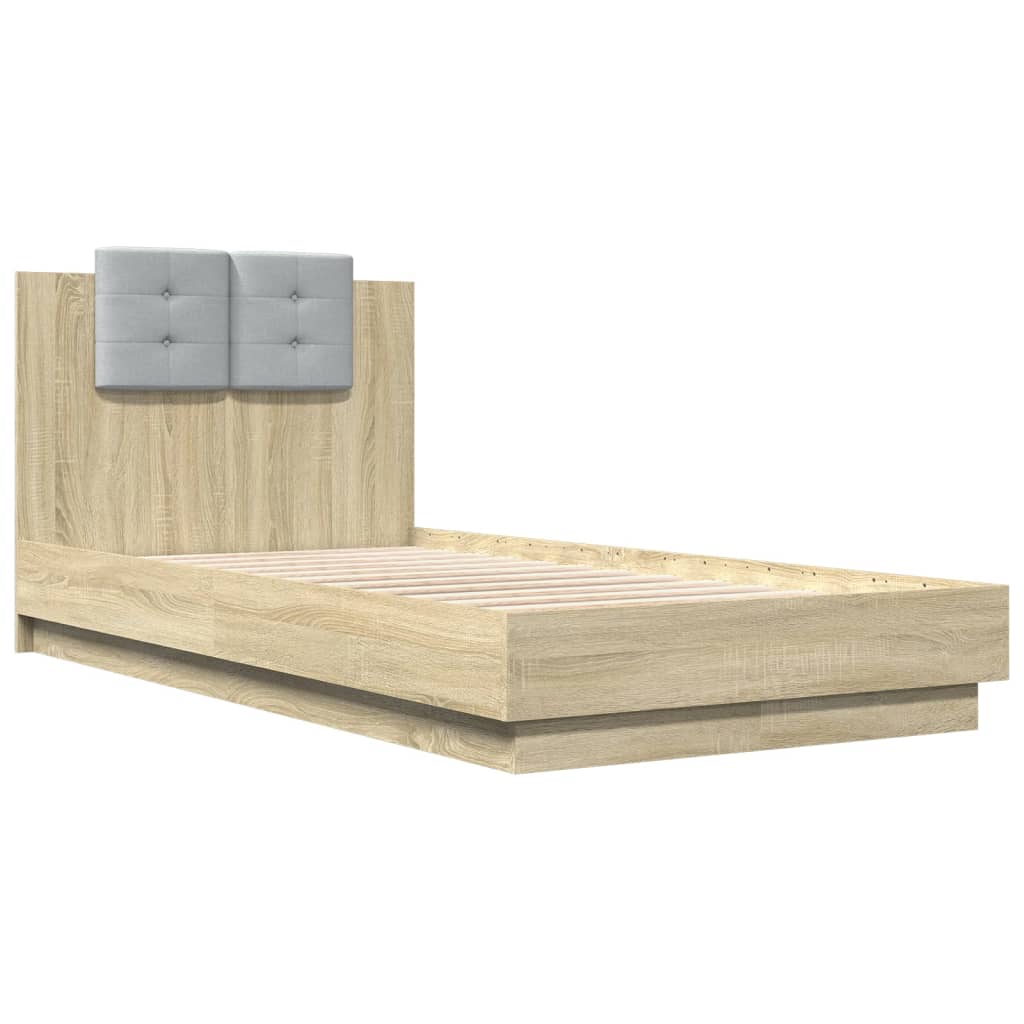 vidaXL Cadru de pat cu tăblie stejar sonoma 90x190 cm lemn prelucrat