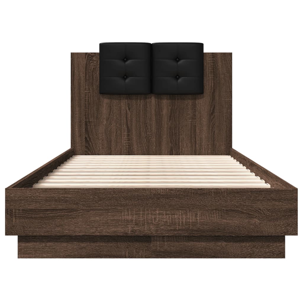 vidaXL Cadru de pat cu tăblie stejar maro 75x190 cm lemn prelucrat