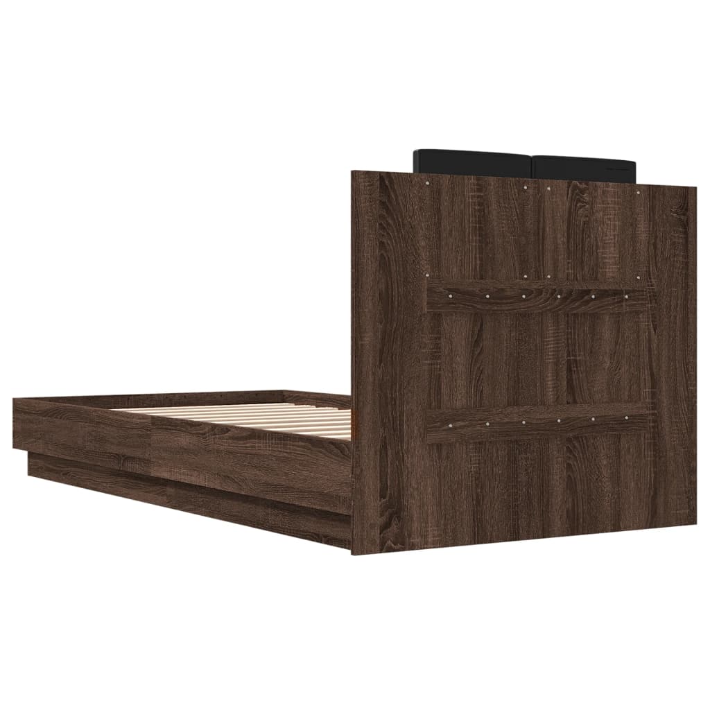 vidaXL Cadru de pat cu tăblie stejar maro 75x190 cm lemn prelucrat