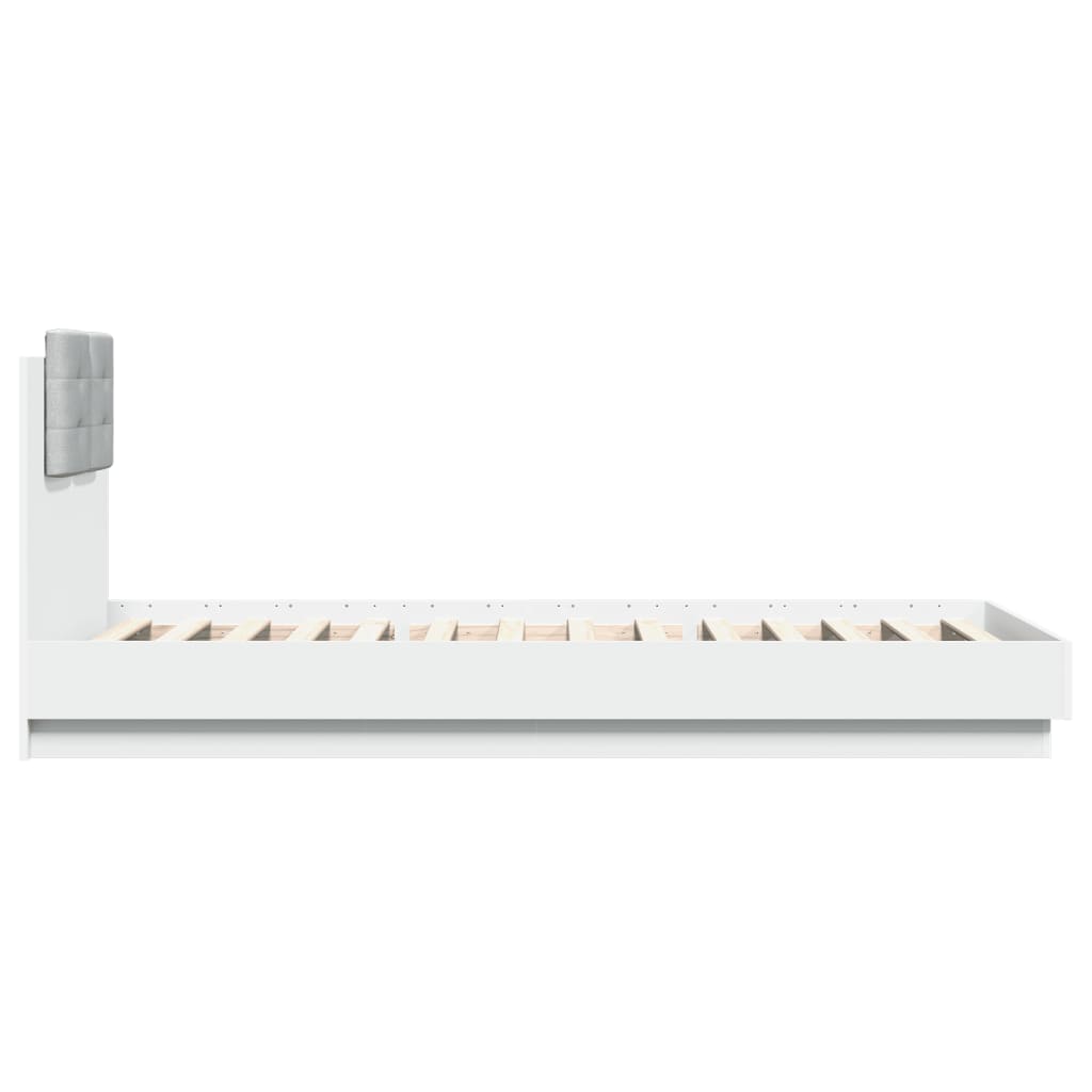 vidaXL Cadru de pat cu tăblie și lumini LED, alb, 100x200 cm