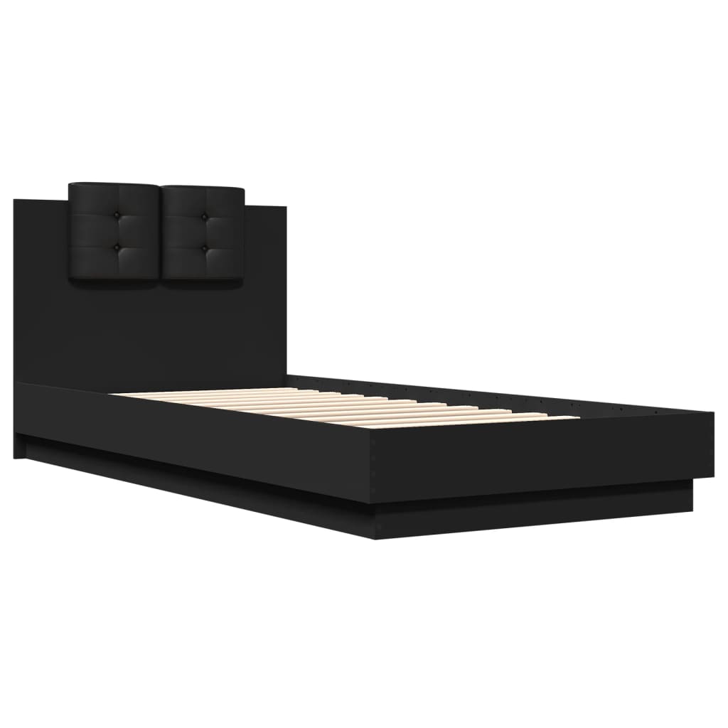 vidaXL Cadru de pat cu tăblie și lumini LED, negru, 100x200 cm vidaXL Cadru de pat cu tăblie și lumini LED, negru, 100x200 cm