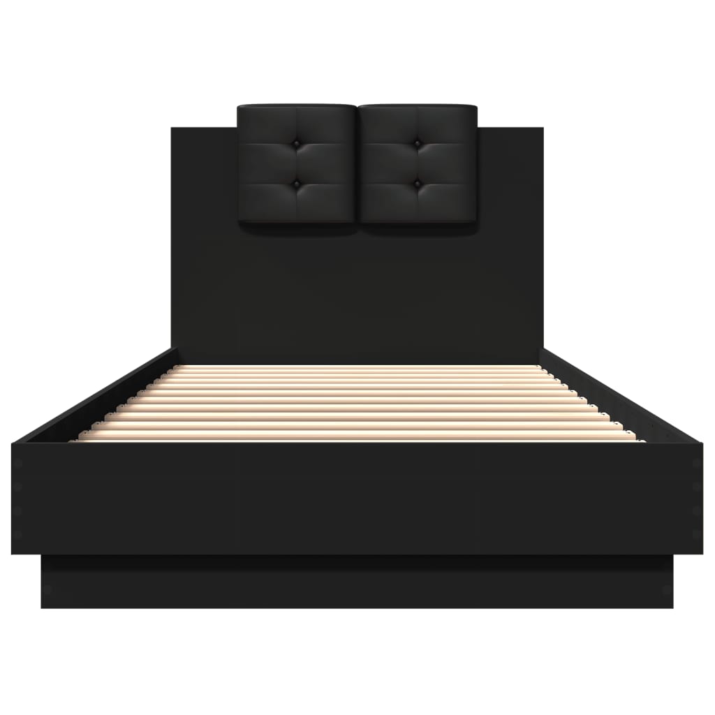 vidaXL Cadru de pat cu tăblie și lumini LED, negru, 100x200 cm vidaXL Cadru de pat cu tăblie și lumini LED, negru, 100x200 cm