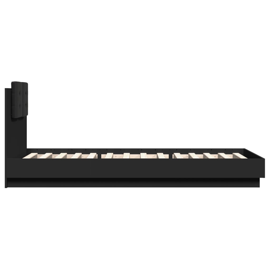 vidaXL Cadru de pat cu tăblie și lumini LED, negru, 100x200 cm vidaXL Cadru de pat cu tăblie și lumini LED, negru, 100x200 cm