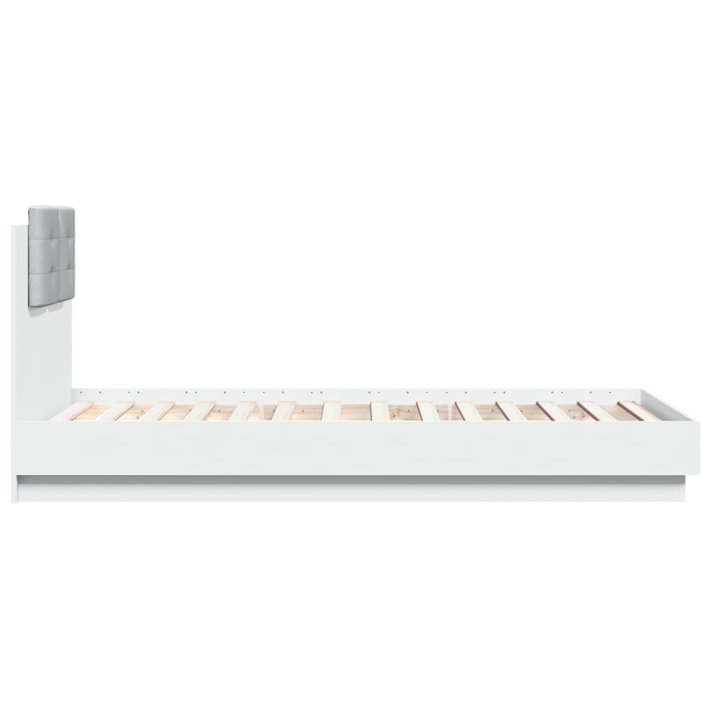 vidaXL Cadru de pat cu tăblie și lumini LED, alb, 90x190 cm vidaXL Cadru de pat cu tăblie și lumini LED, alb, 90x190 cm