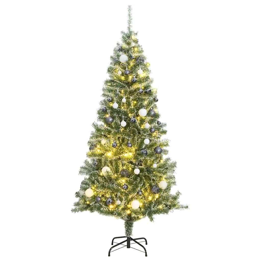 vidaXL Brad Crăciun artificial, 300 LED/globuri/zăpadă pufoasă, 240 cm vidaXL Brad Crăciun artificial, 300 LED/globuri/zăpadă pufoasă, 240 cm