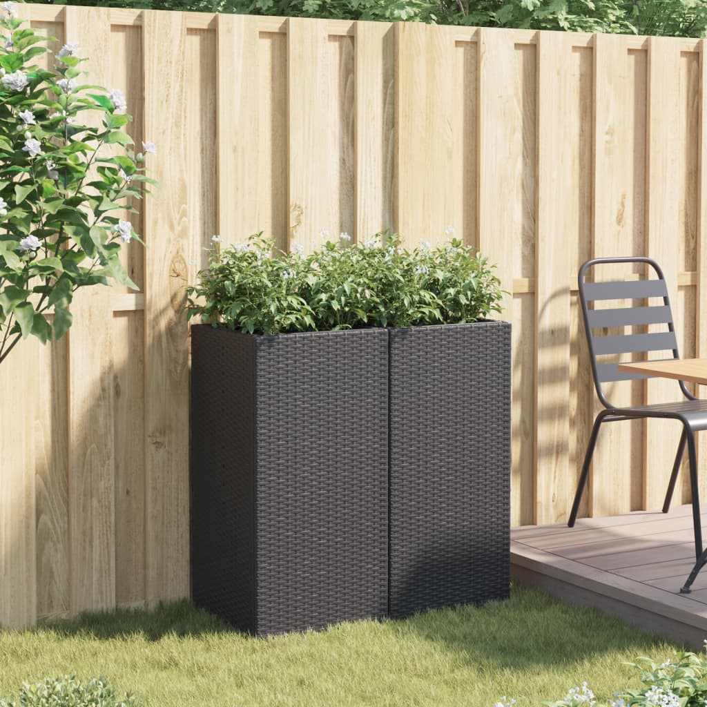 vidaXL Jardiniere de grădină, 2 buc., negru, 40x40x80 cm, poliratan vidaXL Jardiniere de grădină, 2 buc., negru, 40x40x80 cm, poliratan