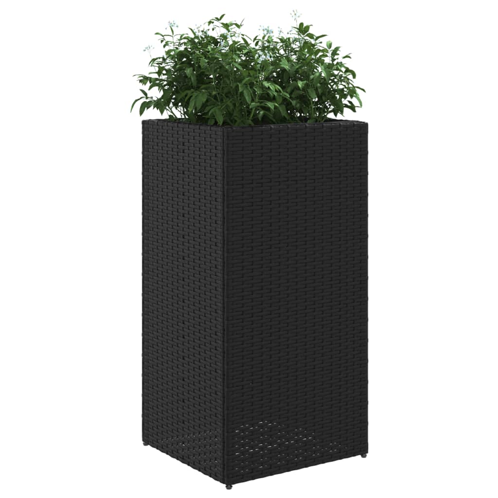 vidaXL Jardiniere de grădină, 2 buc., negru, 40x40x80 cm, poliratan vidaXL Jardiniere de grădină, 2 buc., negru, 40x40x80 cm, poliratan