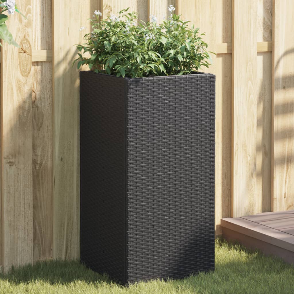 vidaXL Jardiniere de grădină, 2 buc., negru, 40x40x80 cm, poliratan vidaXL Jardiniere de grădină, 2 buc., negru, 40x40x80 cm, poliratan