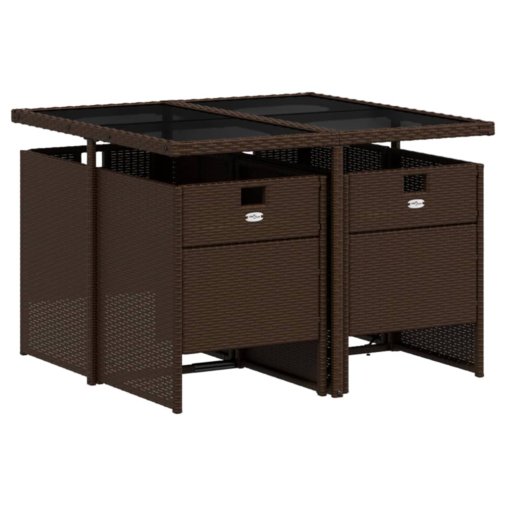 vidaXL Set mobilier de grădină, 5 piese, cu perne, maro, poliratan vidaXL Set mobilier de grădină, 5 piese, cu perne, maro, poliratan