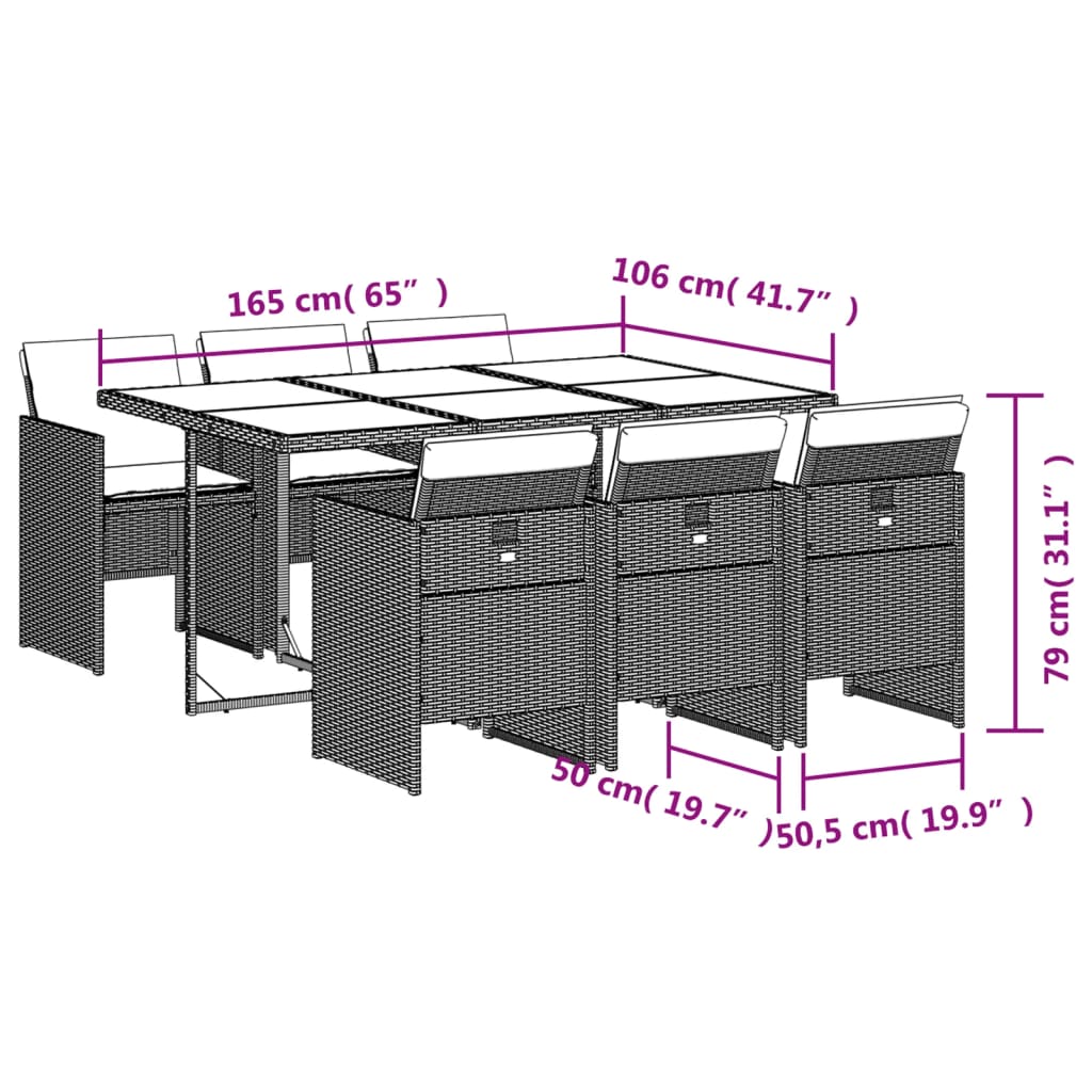 vidaXL Set mobilier pentru grădină, 7 piese, cu perne, bej, poliratan vidaXL Set mobilier pentru grădină, 7 piese, cu perne, bej, poliratan