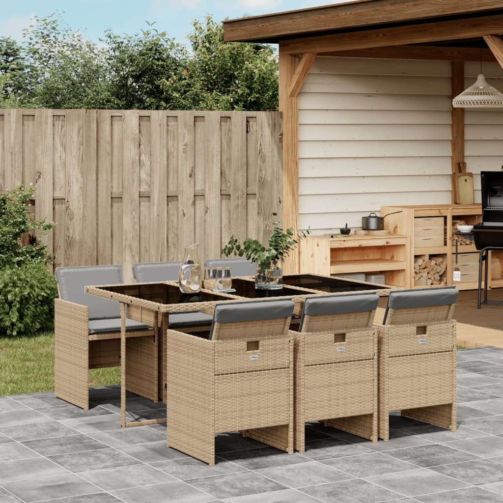 vidaXL Set mobilier pentru grădină, 7 piese, cu perne, bej, poliratan vidaXL Set mobilier pentru grădină, 7 piese, cu perne, bej, poliratan