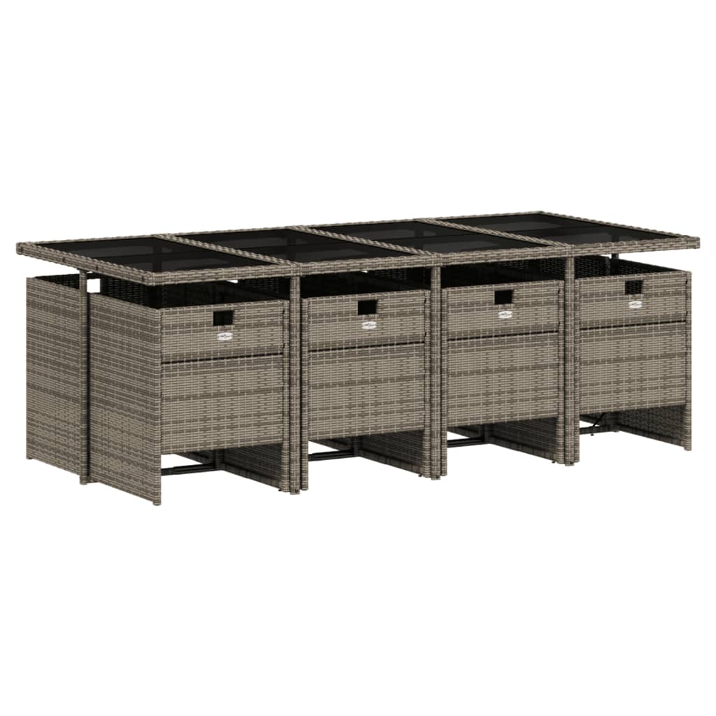 vidaXL Set mobilier grădină cu perne, 9 piese, gri, poliratan