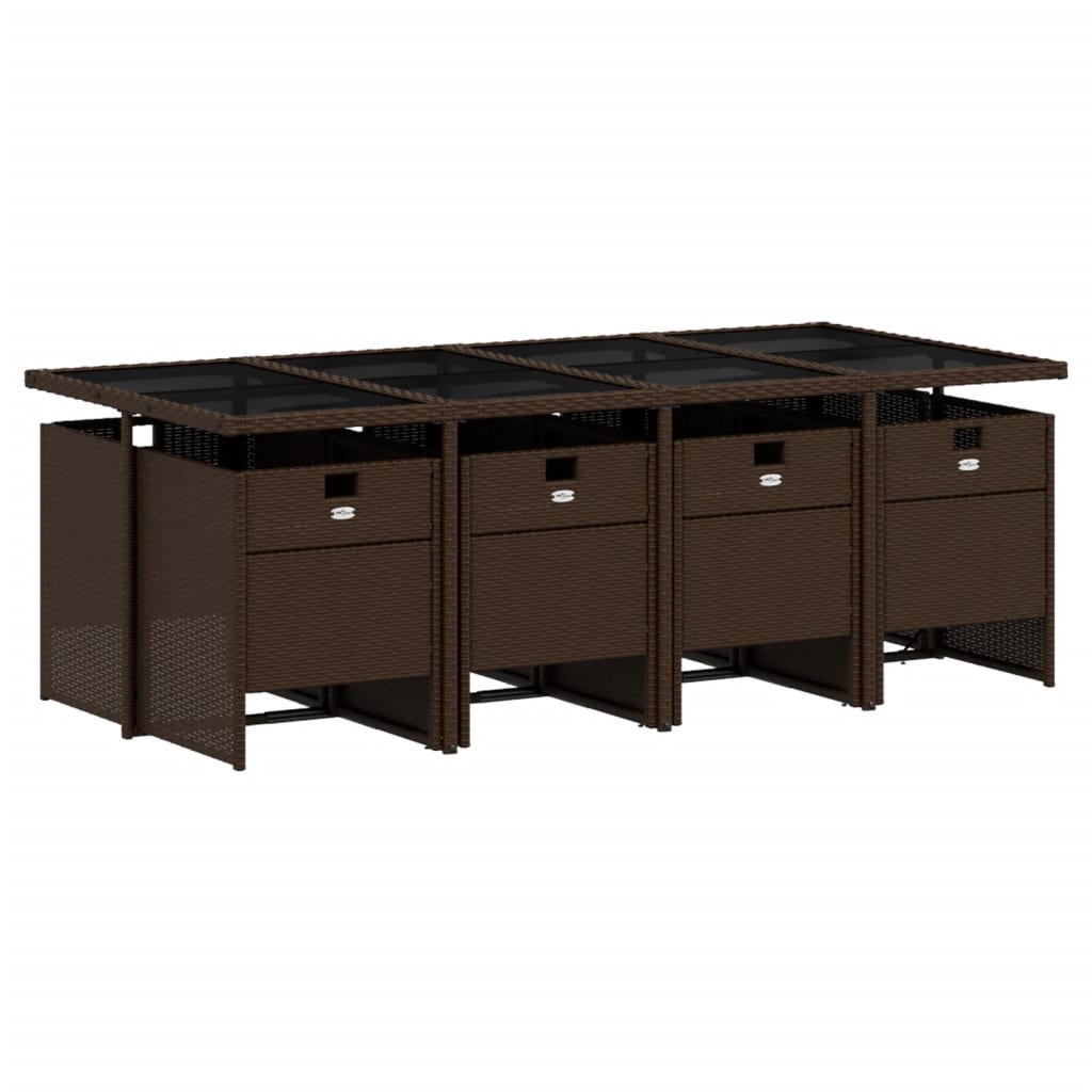 vidaXL Set mobilier de grădină cu perne, 9 piese, maro, poliratan