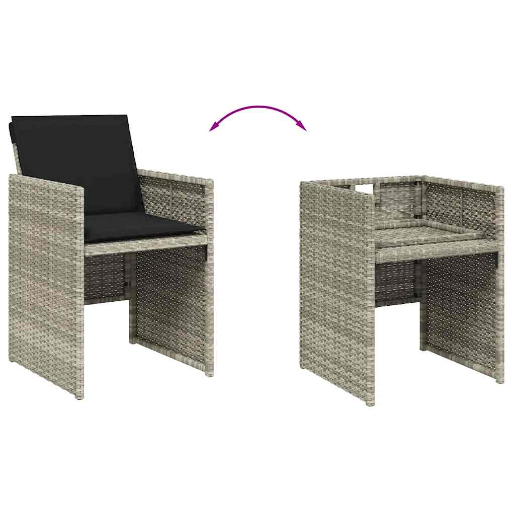 vidaXL Set mobilier grădină cu perne, 9 piese, gri deschis, poliratan vidaXL Set mobilier grădină cu perne, 9 piese, gri deschis, poliratan