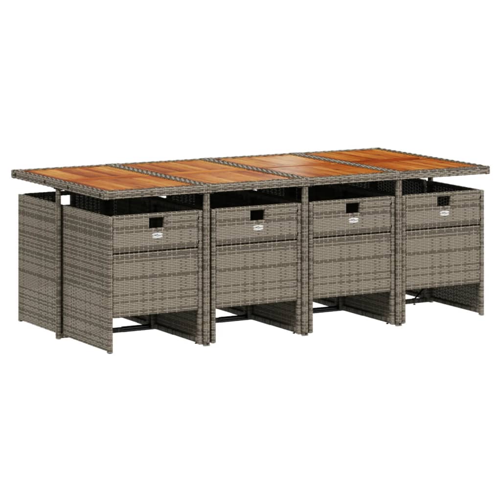 vidaXL Set mobilier grădină cu perne, 9 piese, gri, poliratan