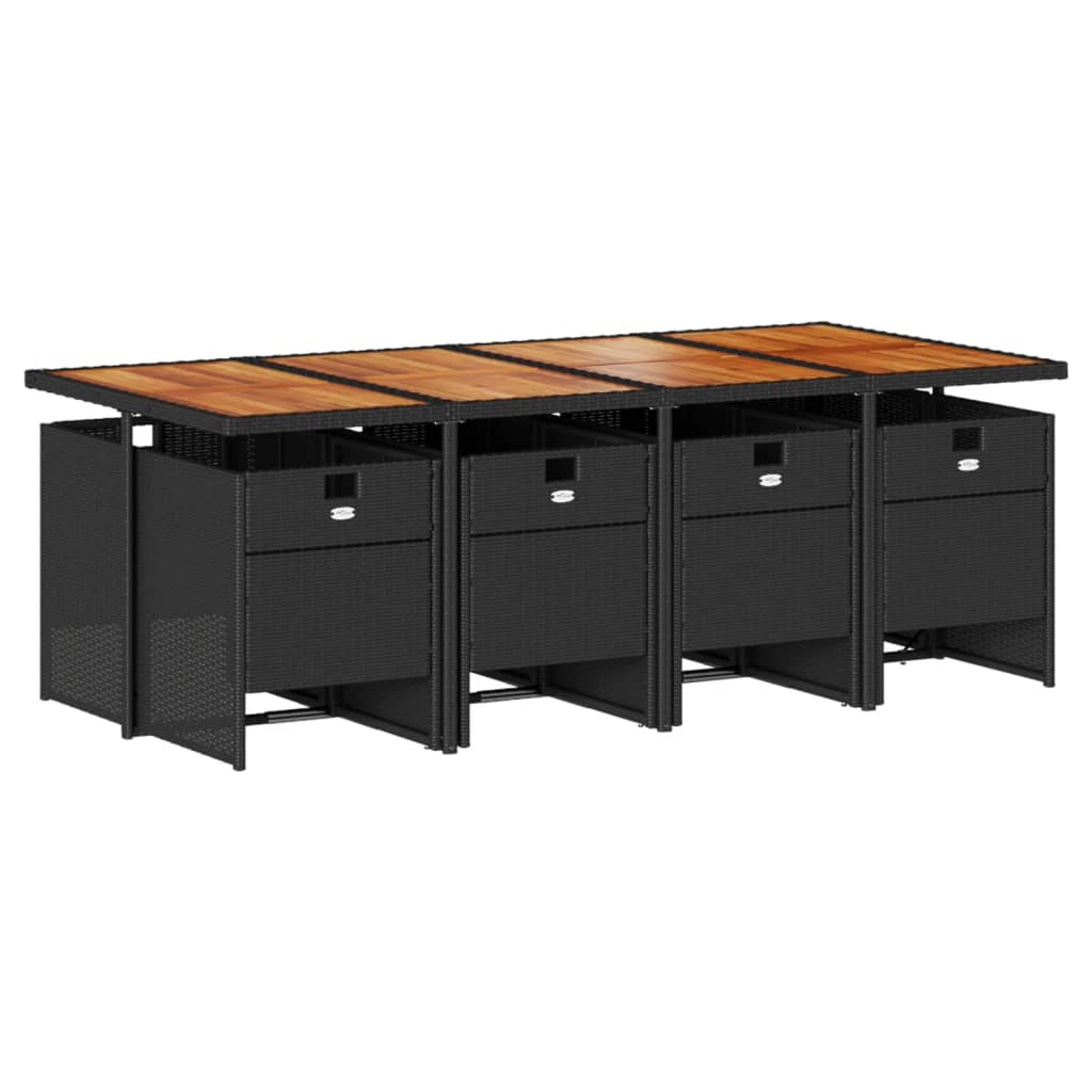 vidaXL Set mobilier de grădină cu perne, 9 piese, negru, poliratan