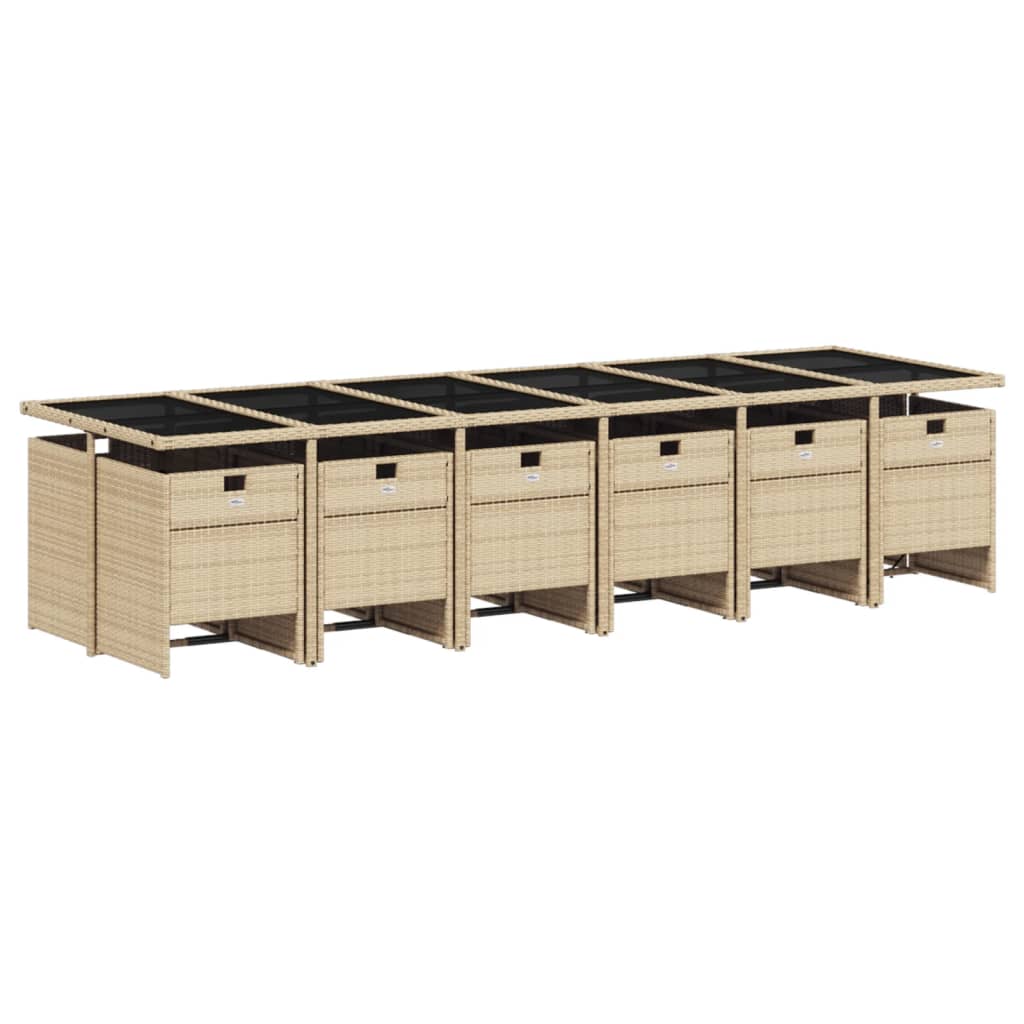 vidaXL Set mobilier grădină cu perne, 13 piese, bej combinat poliratan