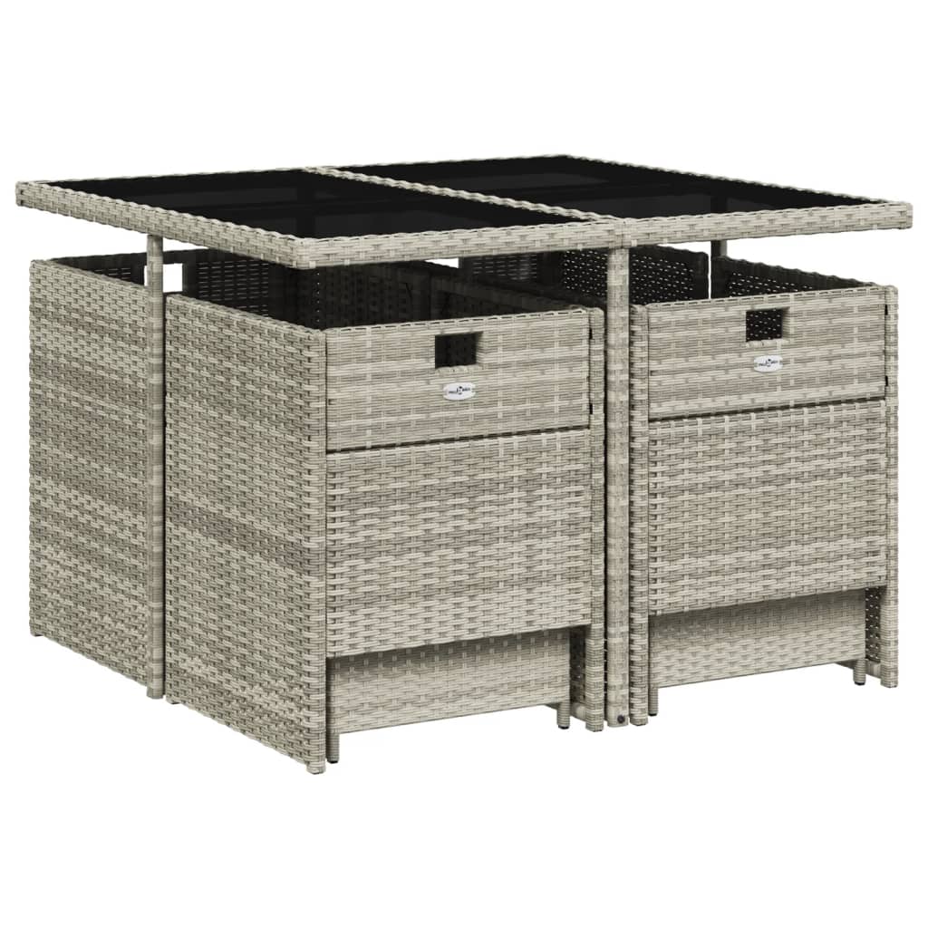 vidaXL Set mobilier grădină cu perne, 9 piese, gri deschis, poliratan vidaXL Set mobilier grădină cu perne, 9 piese, gri deschis, poliratan
