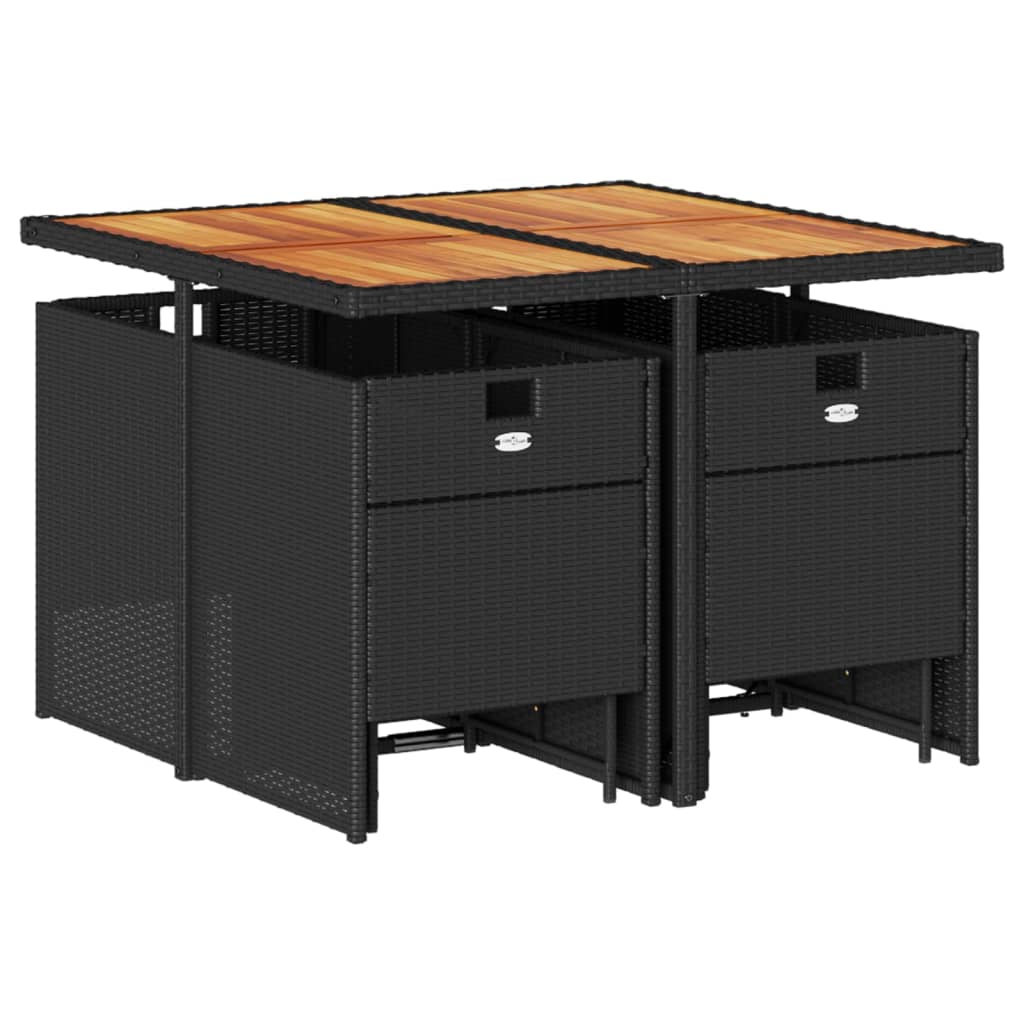 vidaXL Set mobilier de grădină cu perne, 9 piese, negru, poliratan vidaXL Set mobilier de grădină cu perne, 9 piese, negru, poliratan