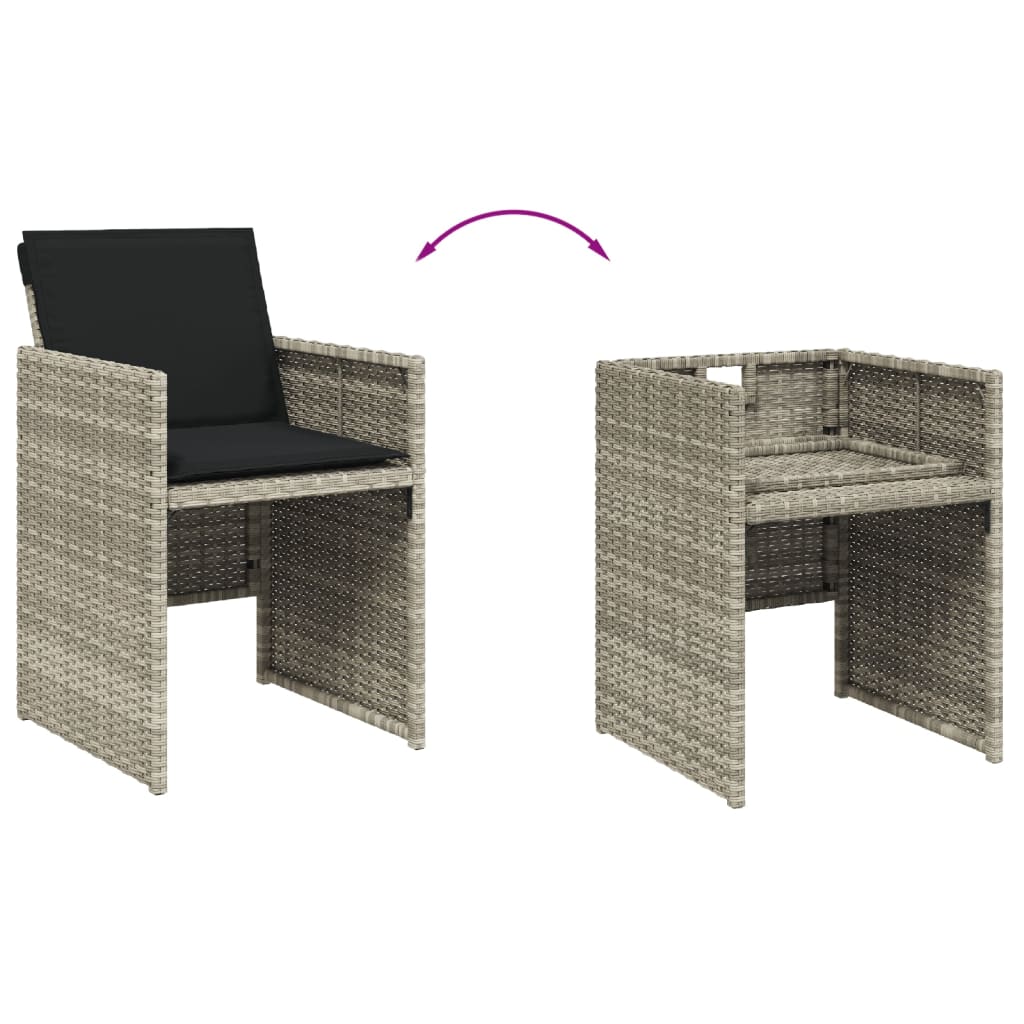 vidaXL Set mobilier grădină cu perne, 9 piese, gri deschis, poliratan vidaXL Set mobilier grădină cu perne, 9 piese, gri deschis, poliratan