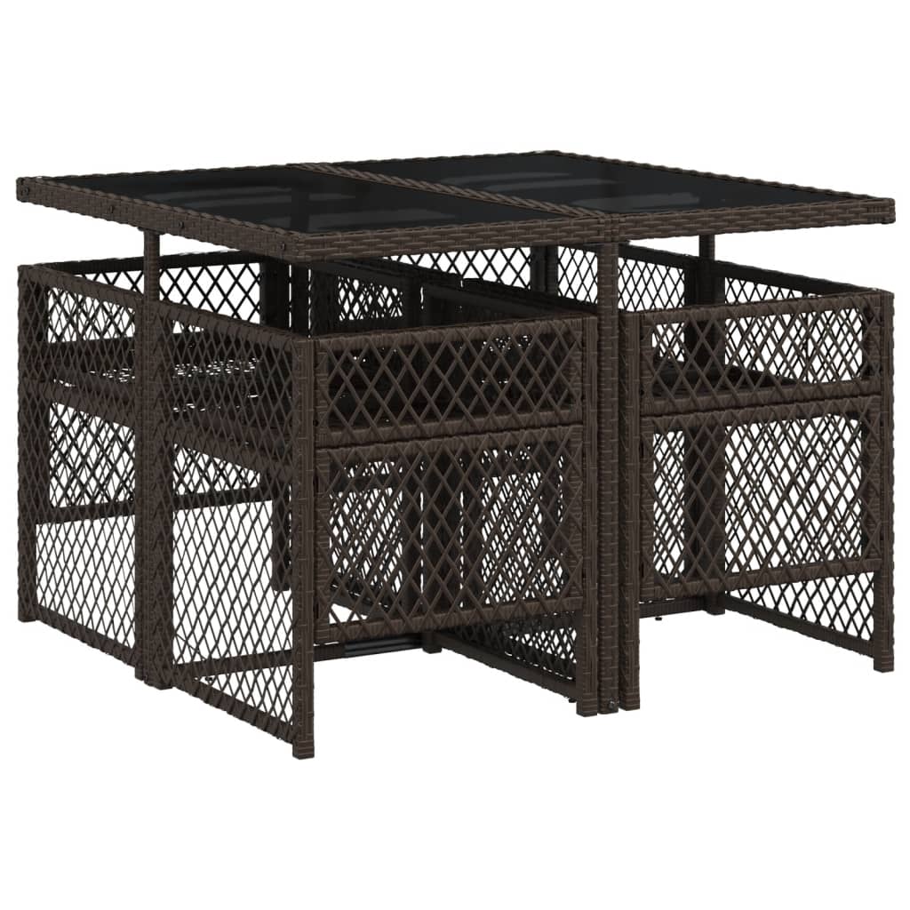 vidaXL Set mobilier de grădină, 5 piese, cu perne, maro, poliratan vidaXL Set mobilier de grădină, 5 piese, cu perne, maro, poliratan