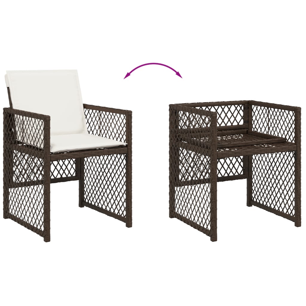 vidaXL Set mobilier de grădină, 5 piese, cu perne, maro, poliratan vidaXL Set mobilier de grădină, 5 piese, cu perne, maro, poliratan