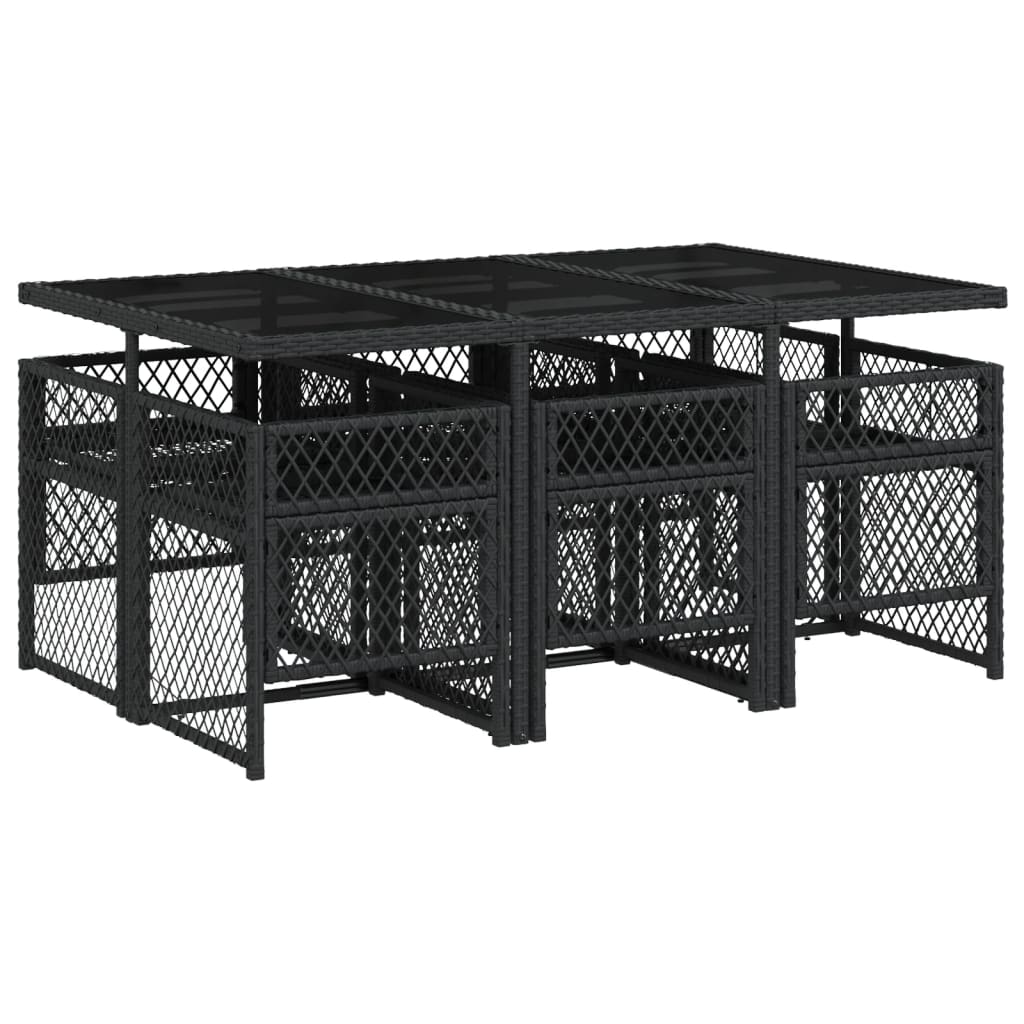 vidaXL Set mobilier de grădină cu perne, 7 piese, negru, poliratan vidaXL Set mobilier de grădină cu perne, 7 piese, negru, poliratan
