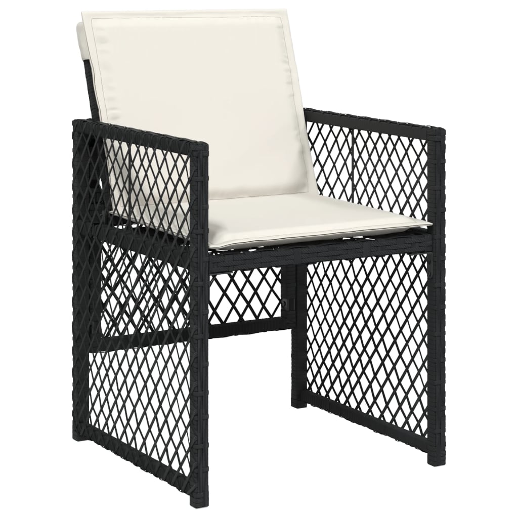 vidaXL Set mobilier de grădină cu perne, 9 piese, negru, poliratan