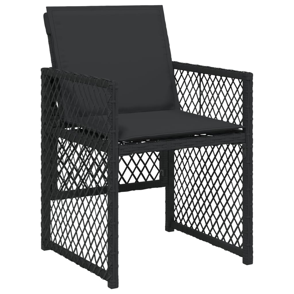 vidaXL Set mobilier de grădină cu perne, 9 piese, negru, poliratan