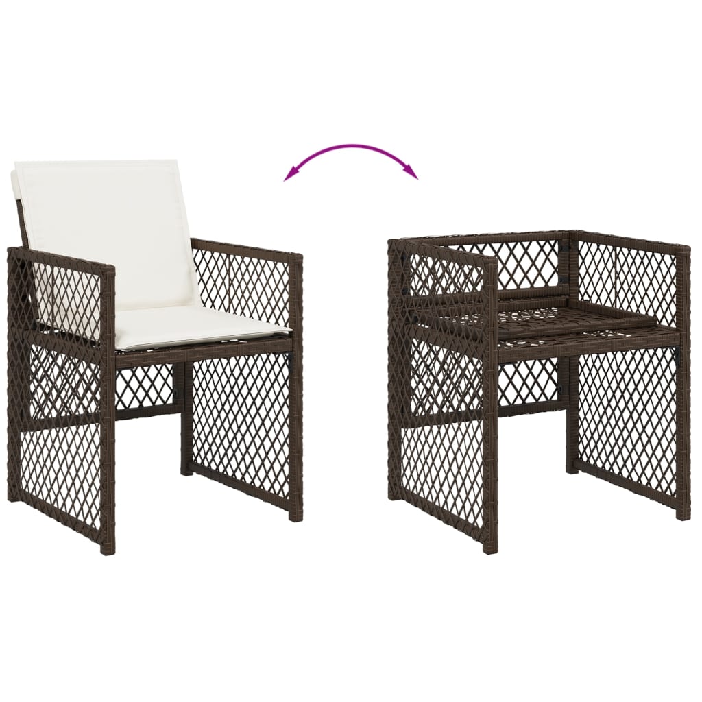 vidaXL Set mobilier de grădină cu perne, 9 piese, maro, poliratan
