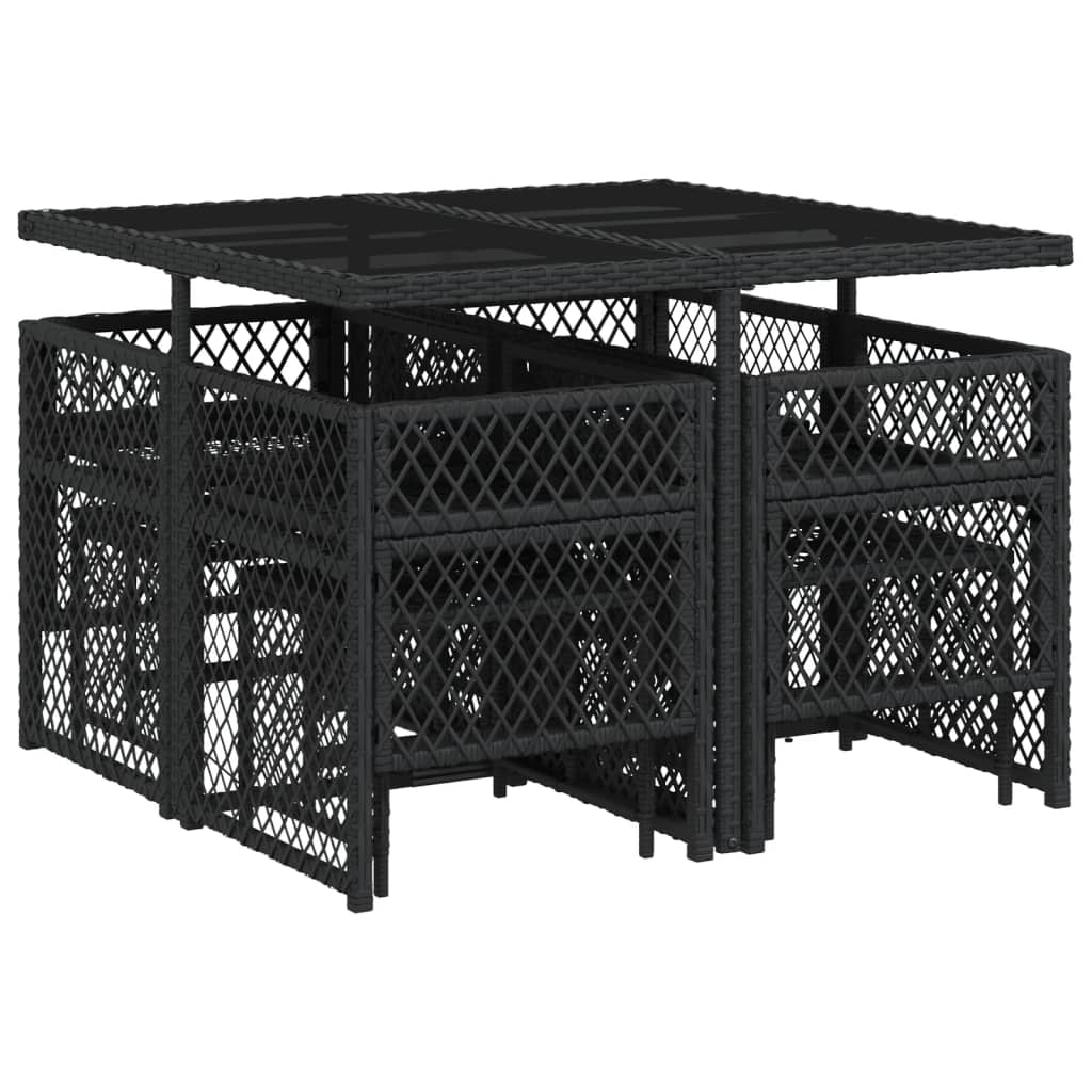 vidaXL Set mobilier de grădină cu perne, 9 piese, negru, poliratan vidaXL Set mobilier de grădină cu perne, 9 piese, negru, poliratan