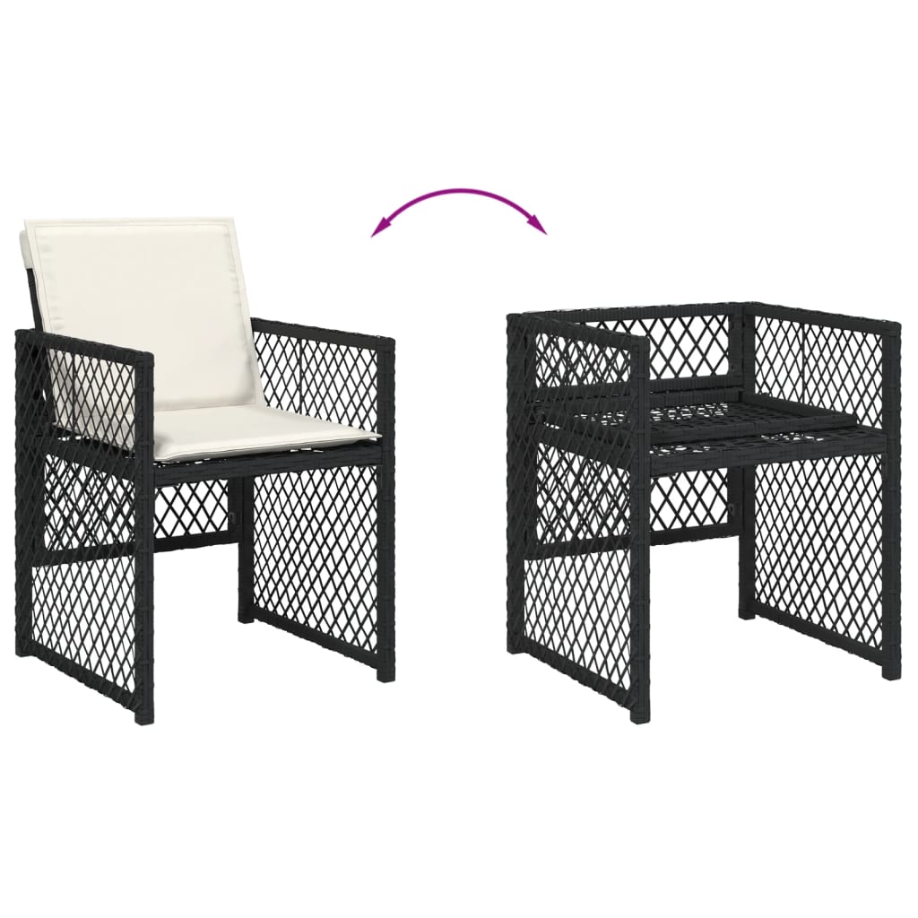 vidaXL Set mobilier de grădină cu perne, 9 piese, negru, poliratan vidaXL Set mobilier de grădină cu perne, 9 piese, negru, poliratan