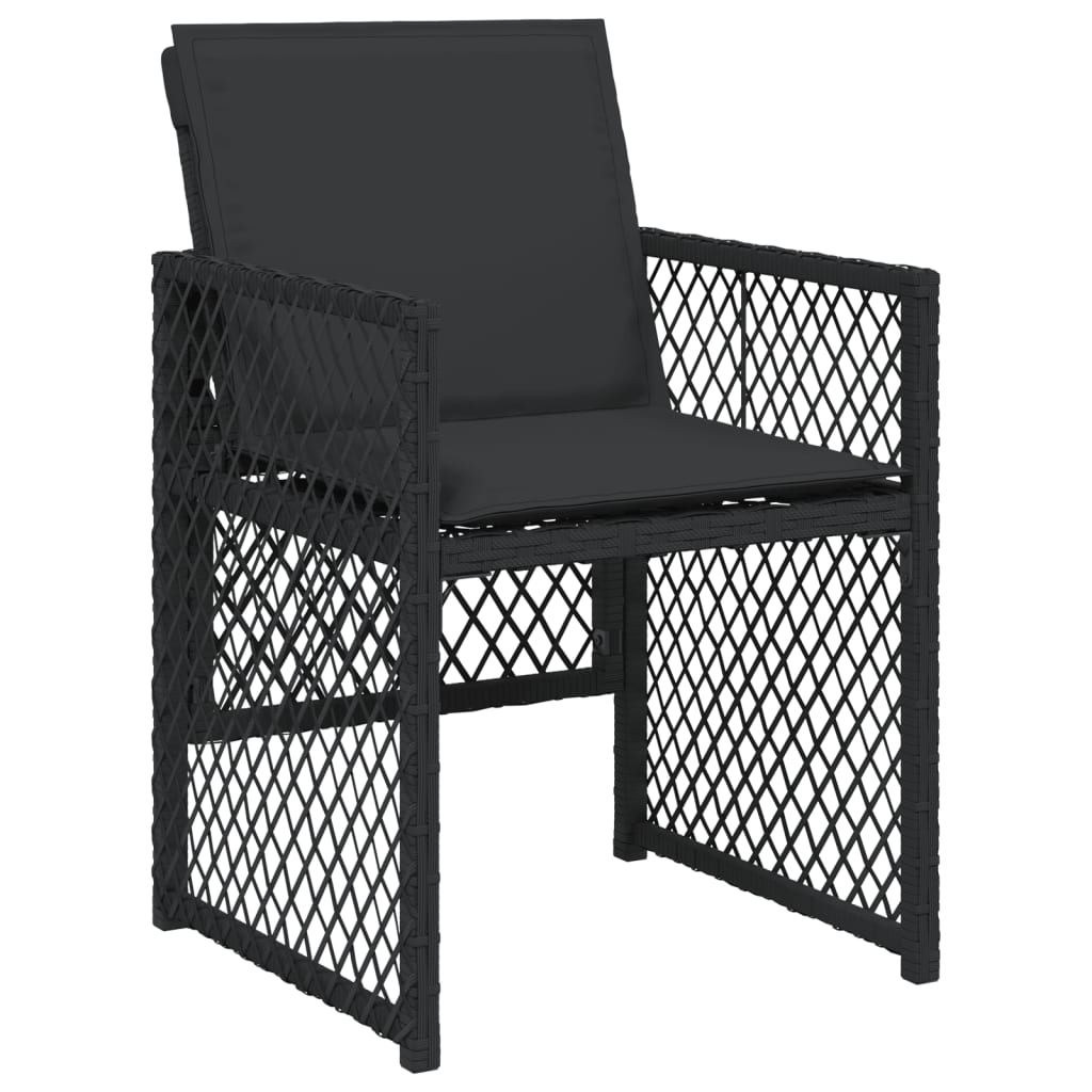 vidaXL Set mobilier de grădină cu perne, 9 piese, negru, poliratan