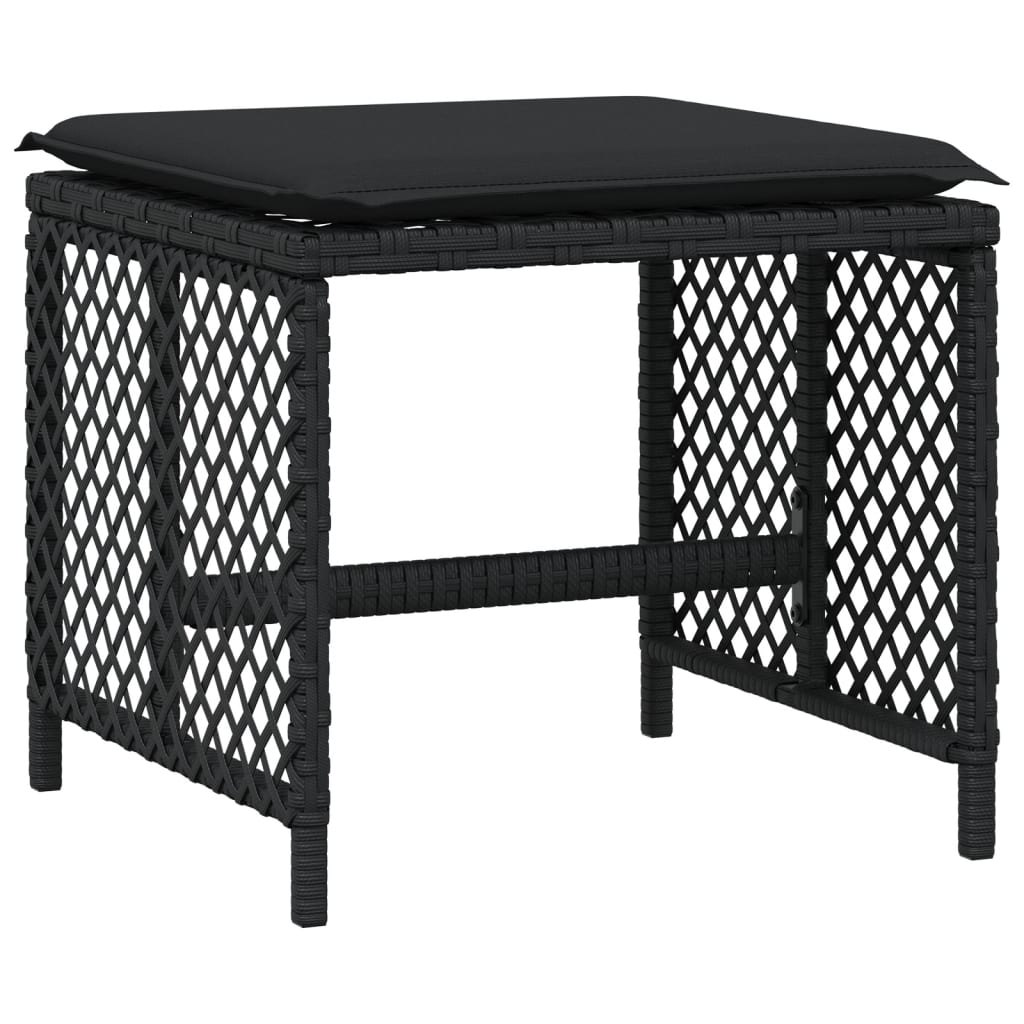 vidaXL Set mobilier de grădină cu perne, 9 piese, negru, poliratan