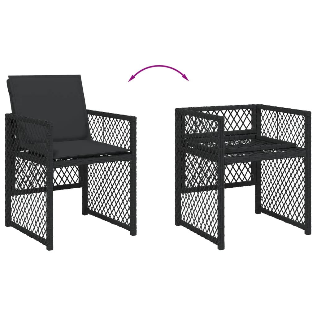 vidaXL Set mobilier de grădină cu perne, 9 piese, negru, poliratan
