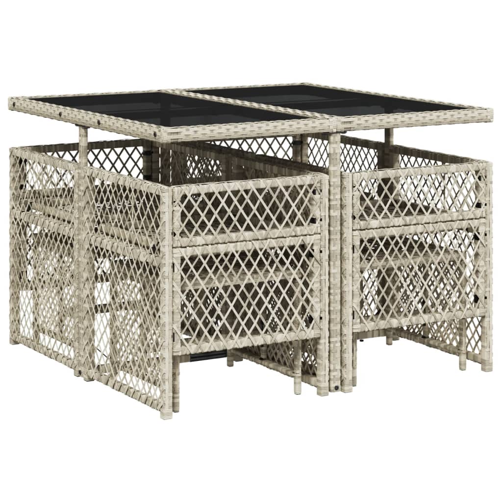 vidaXL Set mobilier grădină cu perne, 9 piese, gri deschis, poliratan