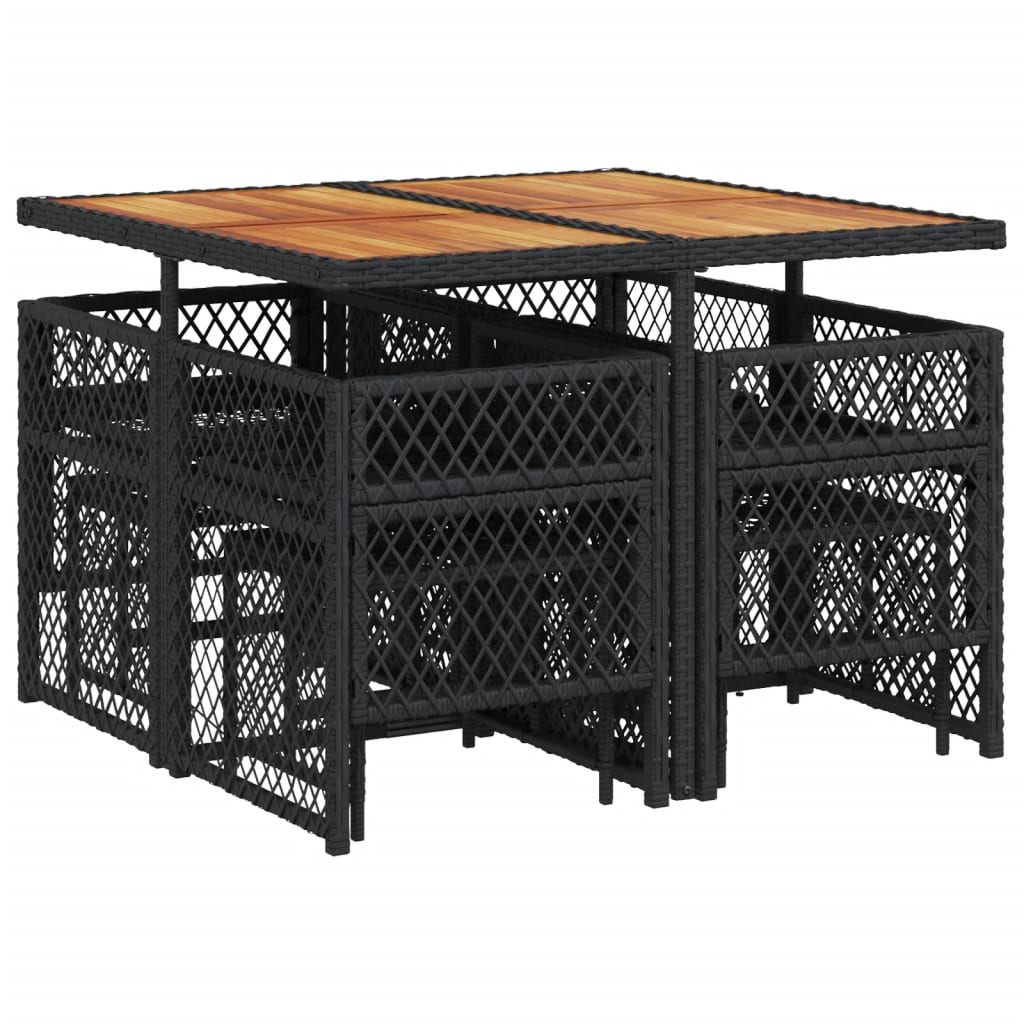 vidaXL Set mobilier de grădină cu perne, 9 piese, negru, poliratan vidaXL Set mobilier de grădină cu perne, 9 piese, negru, poliratan