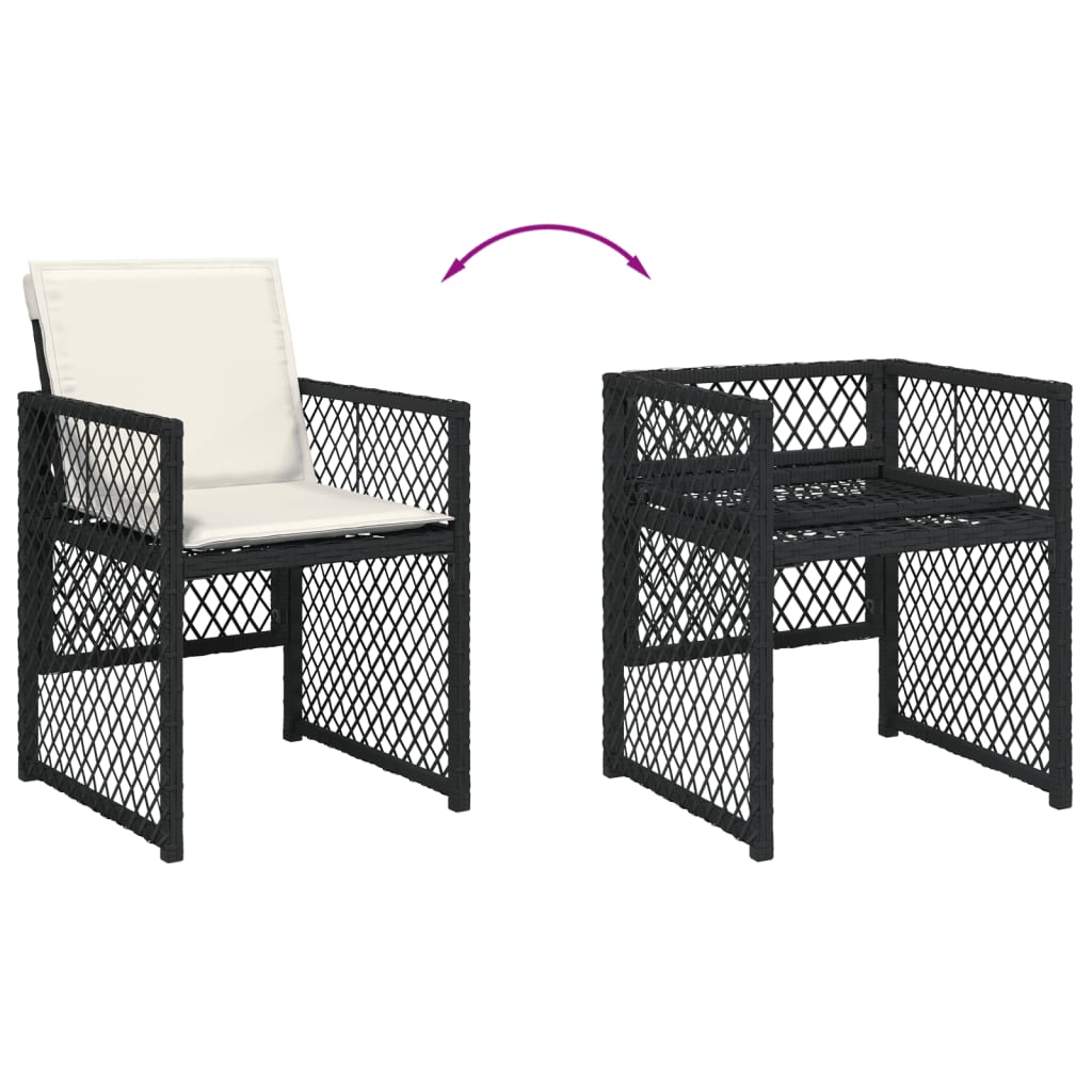 vidaXL Set mobilier de grădină cu perne, 9 piese, negru, poliratan vidaXL Set mobilier de grădină cu perne, 9 piese, negru, poliratan