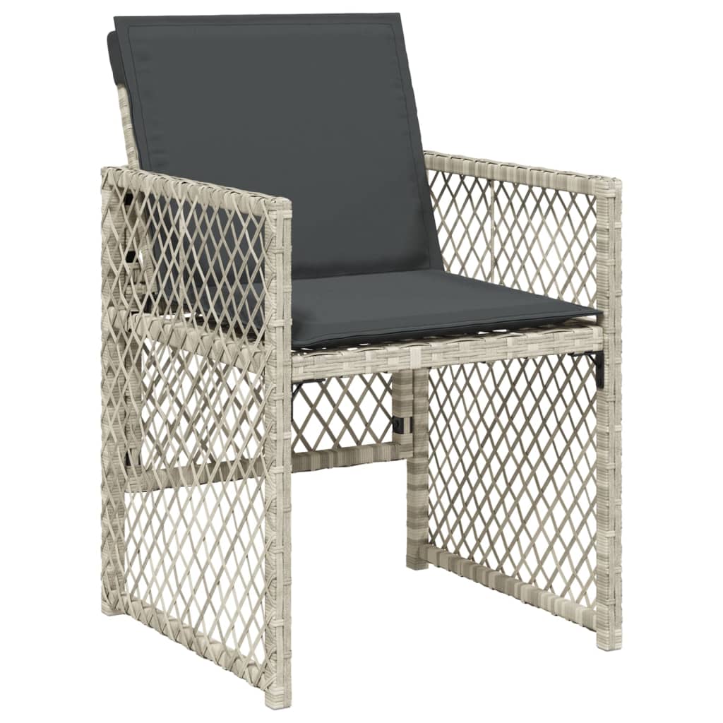 vidaXL Set mobilier grădină cu perne, 9 piese, gri deschis, poliratan