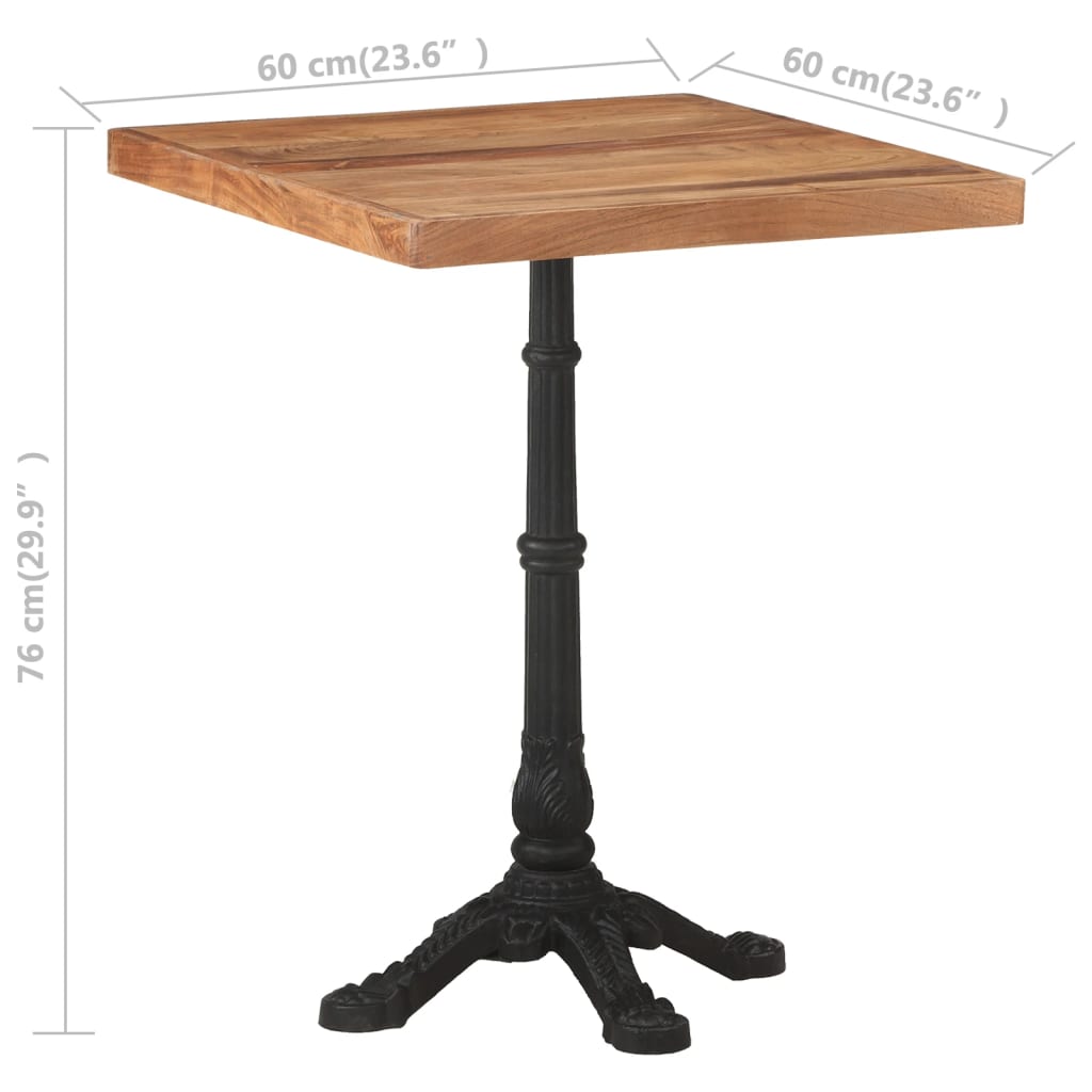 vidaXL Masă de bistro, 60 x 60 x 76 cm, lemn masiv de acacia