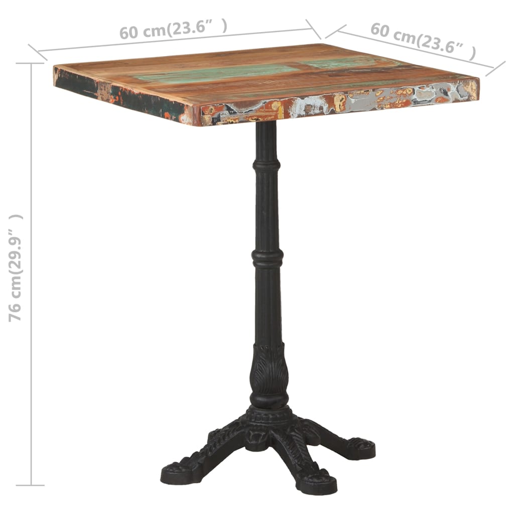 vidaXL Masă de bistro, 60 x 60 x 76 cm, lemn masiv reciclat vidaXL Masă de bistro, 60 x 60 x 76 cm, lemn masiv reciclat