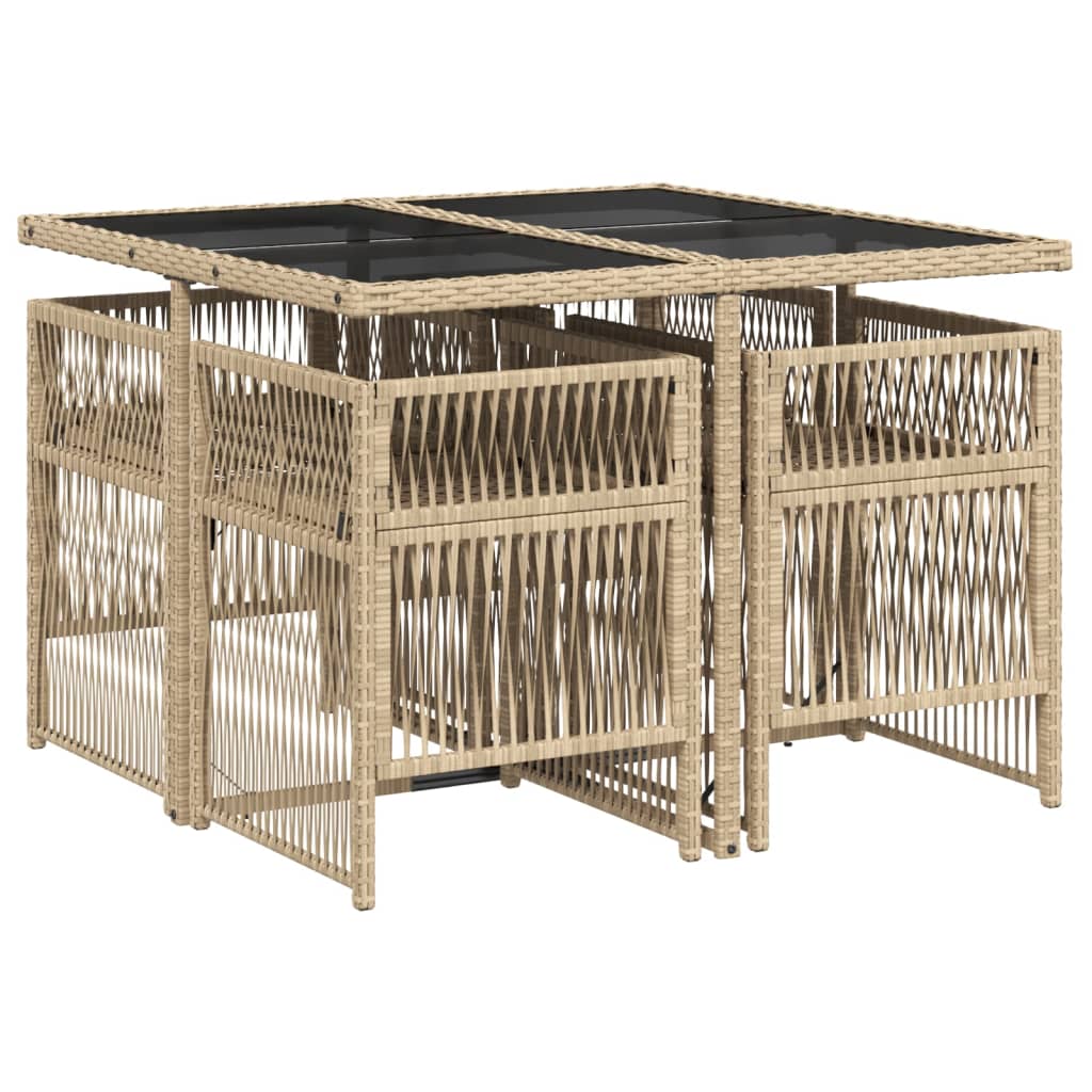 vidaXL Set mobilier pentru grădină, 5 piese, cu perne, bej, poliratan vidaXL Set mobilier pentru grădină, 5 piese, cu perne, bej, poliratan