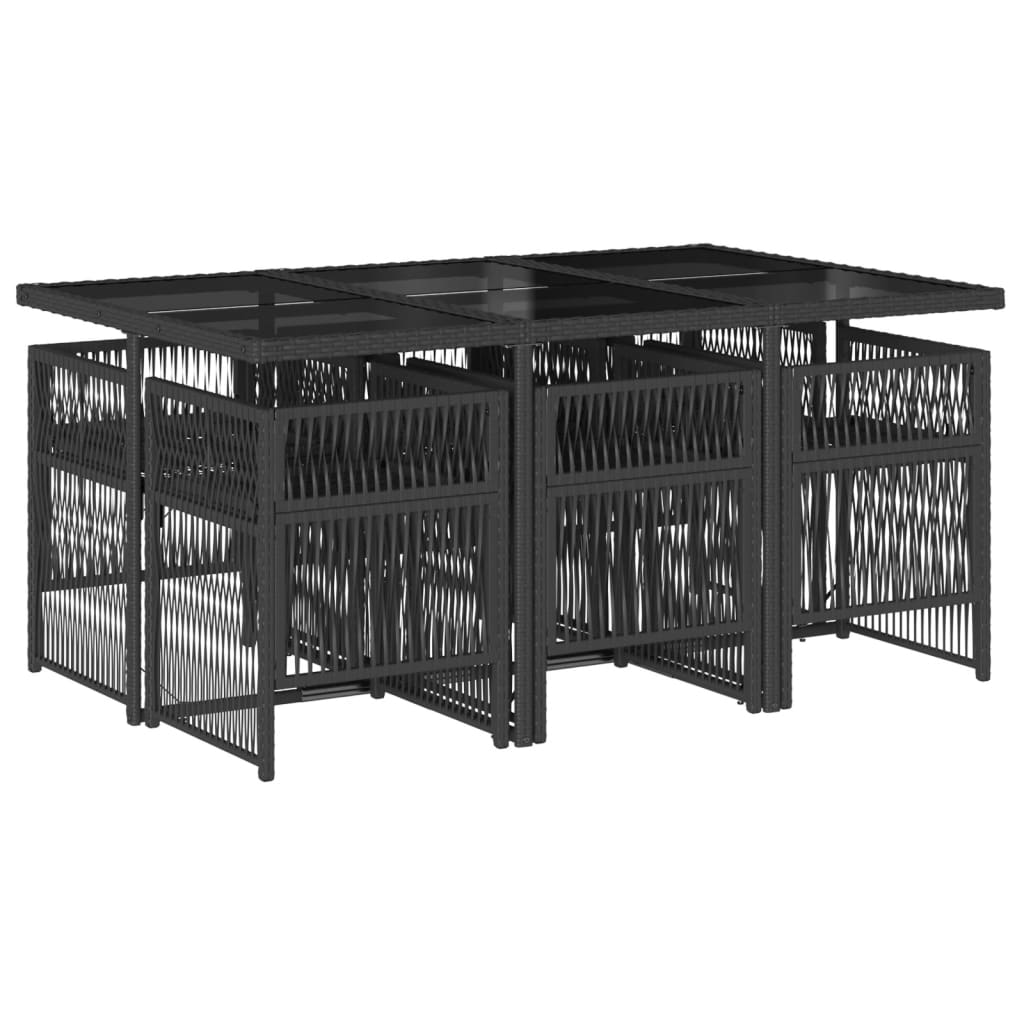 vidaXL Set mobilier de grădină cu perne, 7 piese, negru, poliratan vidaXL Set mobilier de grădină cu perne, 7 piese, negru, poliratan