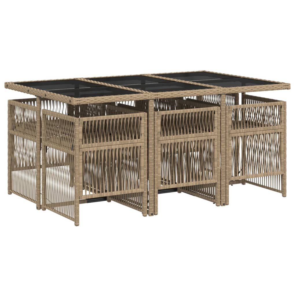 vidaXL Set mobilier pentru grădină, 7 piese, cu perne, bej, poliratan vidaXL Set mobilier pentru grădină, 7 piese, cu perne, bej, poliratan