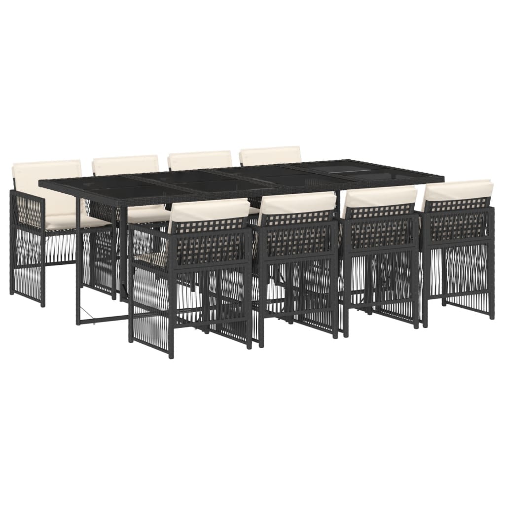 vidaXL Set mobilier de grădină cu perne, 9 piese, negru, poliratan vidaXL Set mobilier de grădină cu perne, 9 piese, negru, poliratan