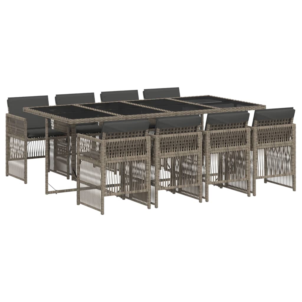 vidaXL Set mobilier grădină cu perne, 9 piese, gri, poliratan